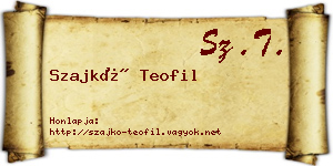 Szajkó Teofil névjegykártya